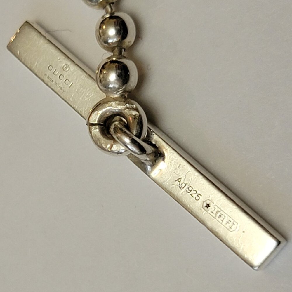 GUCCI Sterling Silver Britt Double G Toggle Necklace - Picture 10 of 13